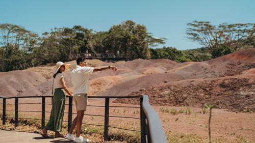 Seven Coloured Earth Geopark in Mauritius, an iconic natural site featuring multicoloured sand dunes